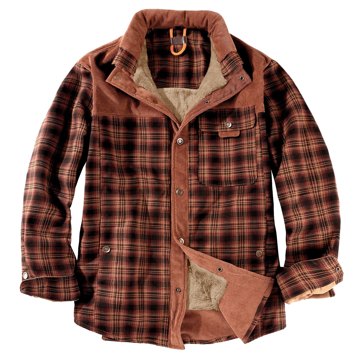 Men's Coat Plaid Shirt Plus Fleece Large Size Winter Windproof Warm Hooded Cotton Jacket