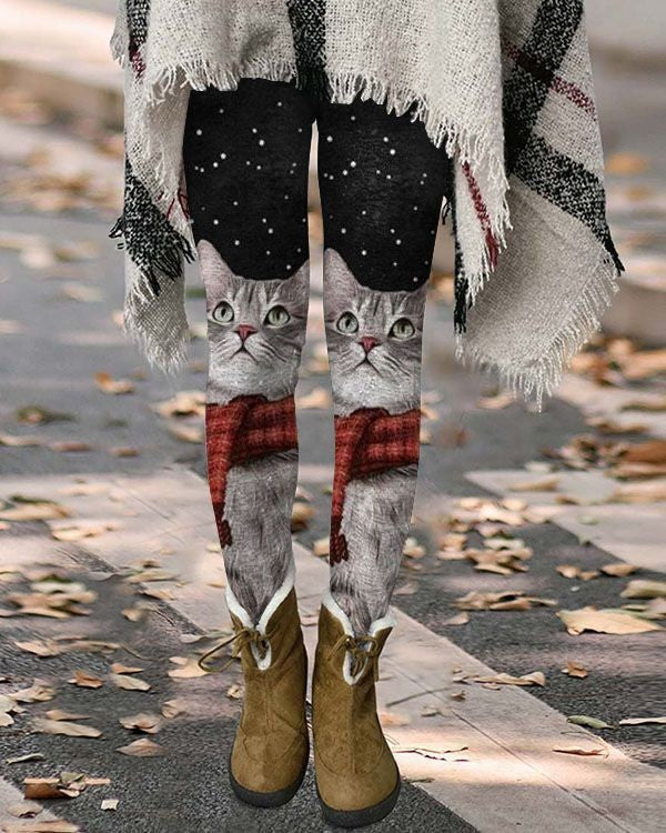 Christmas Printed Leggings Christmas Tree Sequin Printed Yoga Pants