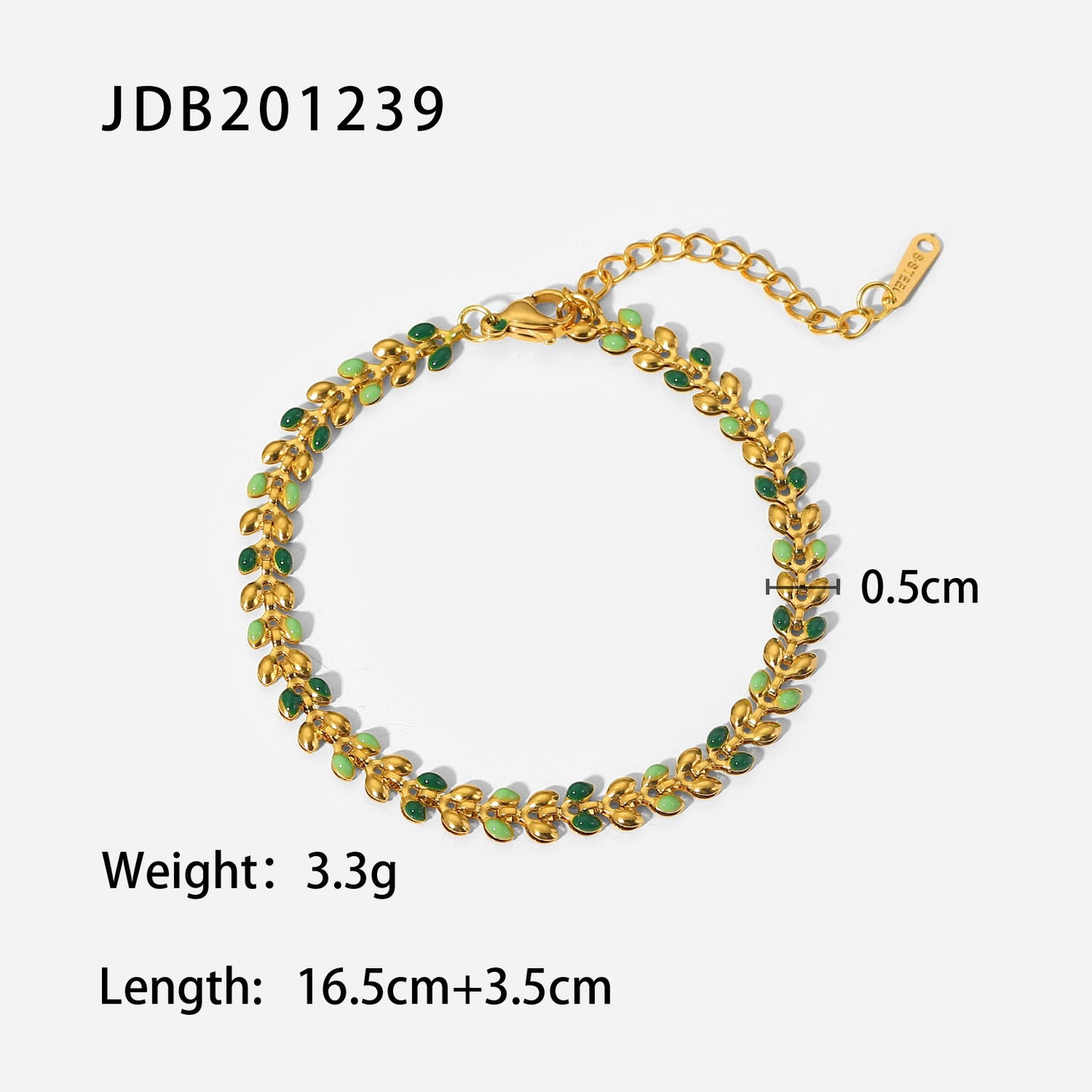 5pcs Women's New Bracelet 18K Gold Green Dripping Olive Leaf Stainless Steel Fashion Bracelet Jewelry