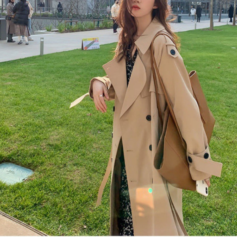 Trench Coat Female Spring And Autumn New Fashion In The Long Small British Style High-Grade Sense Of Temperament Coat