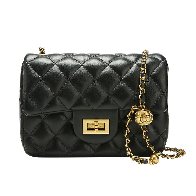 Women New Trend Fashion Square Fat Ringer Check All Crossbody Bag Small Golden Ball Women Bag