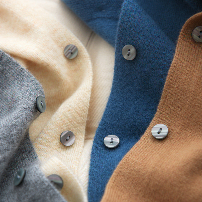 100 All-Wool Sweater Women's Knitted Crewneck Cardigan Casual Everyday Slimming Spring Cashmere