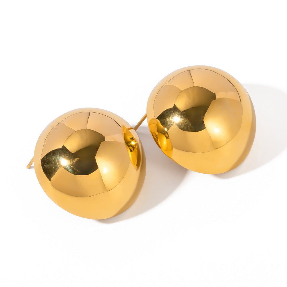 5pcs Stainless Steel Hemispherical Earrings Stud New Fashion Temperament Niche Design Female Superior Sense