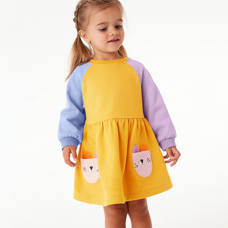 New Children's Skirt Pure Cotton Princess Dress Autumn Long-Sleeved Girls' Dress Children's Dress