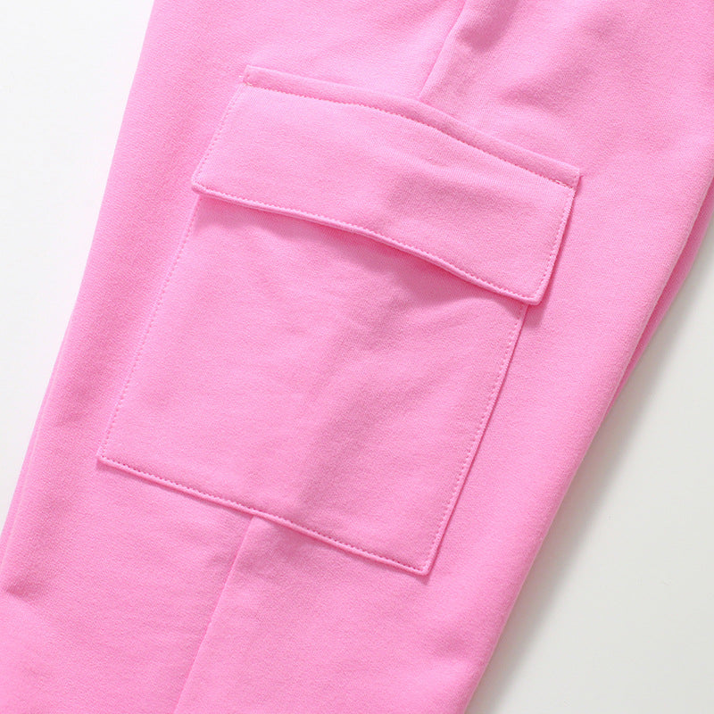 Casual Girls Pants Autumn Children's Solid Color Children's Pants Pink Cotton Children's Pants