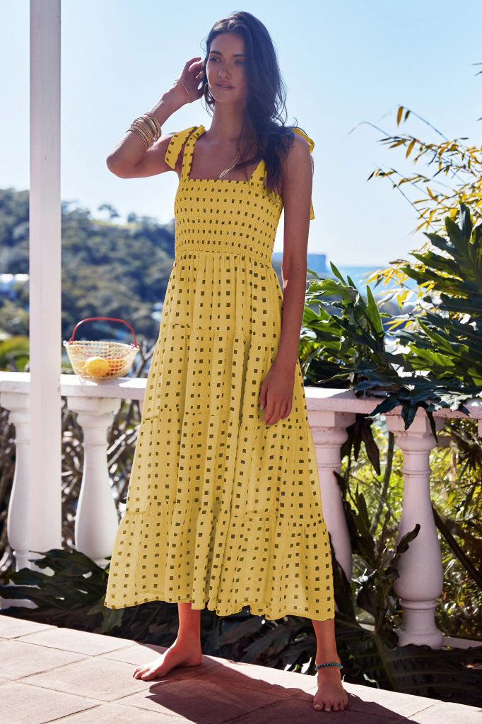 Summer Women's New Commuter Sleeveless Spice Print Long Halter Dress