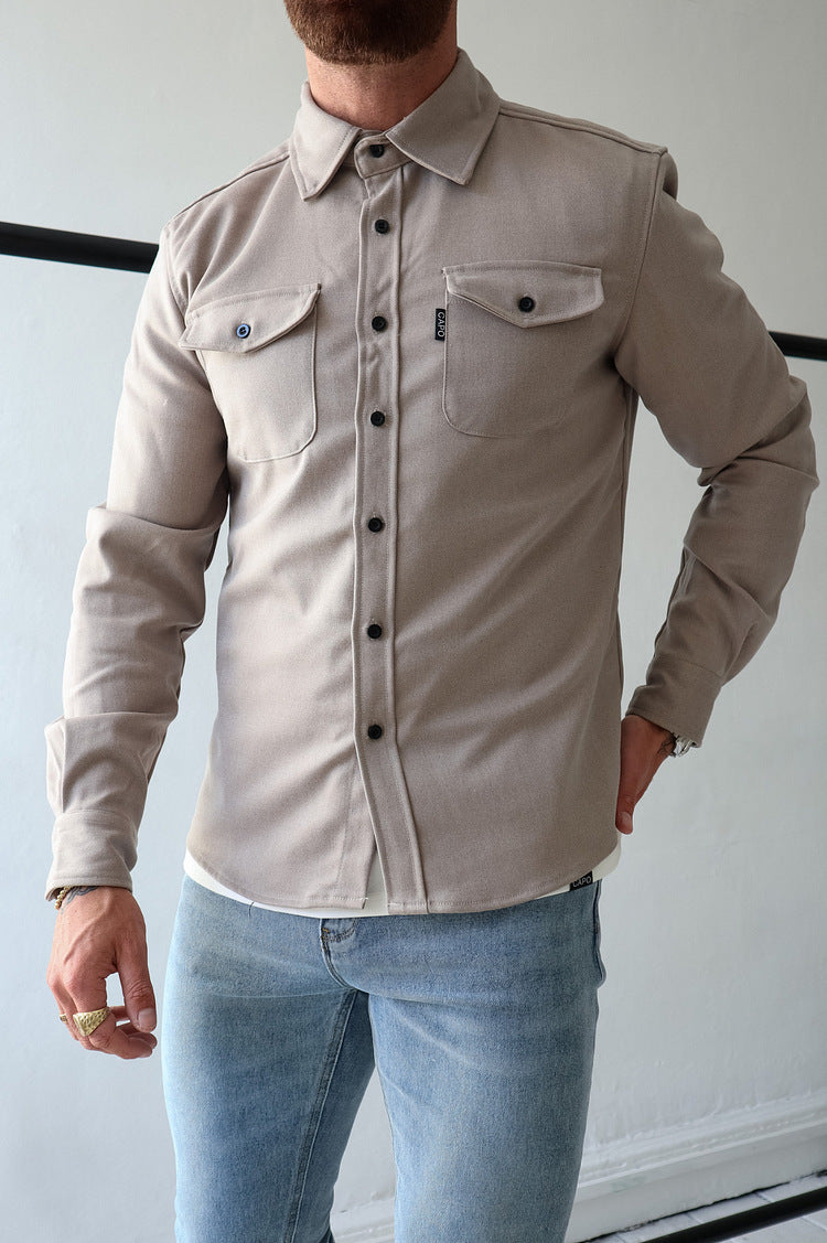 Autumn And Winter New Men's Youth Casual Men's Shirt Spot Grinding