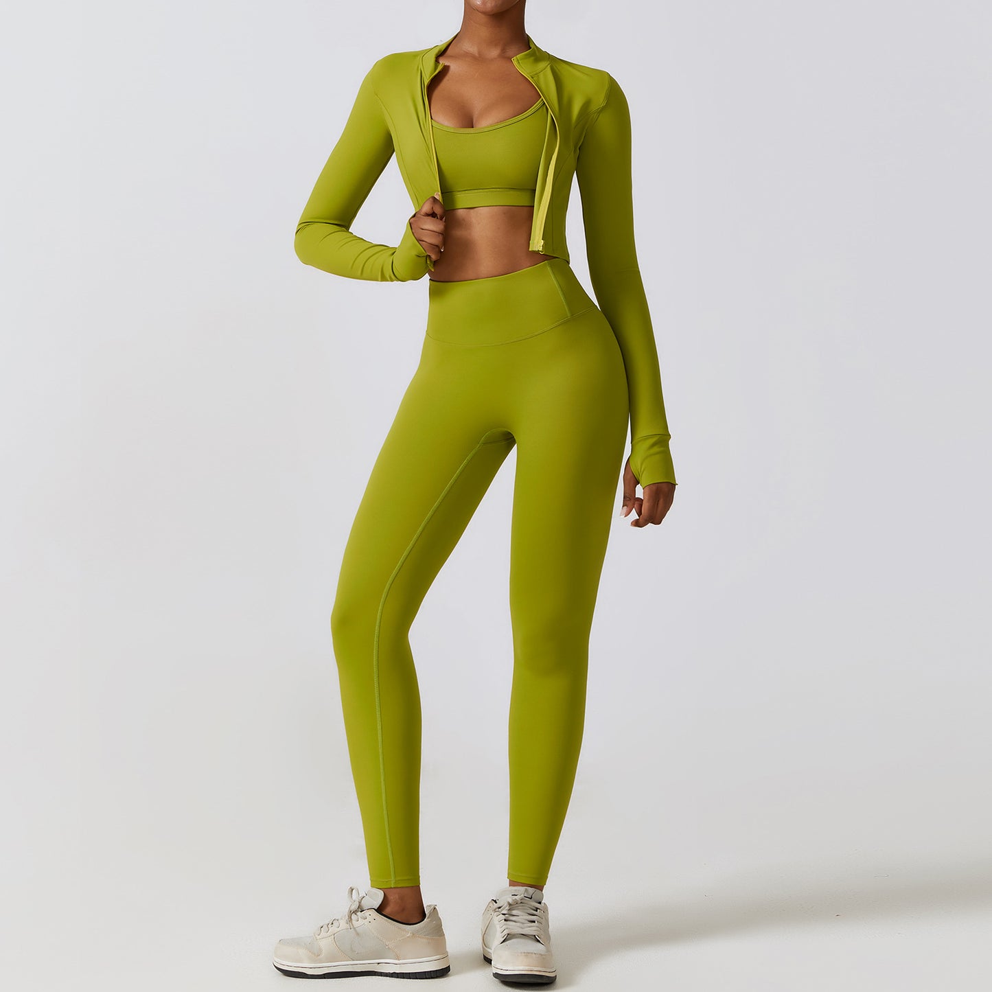 Autumn And Winter Tight Yoga Clothing Naked Sense Quick Drying Sports Set Slim Fitness Clothing Three Sets