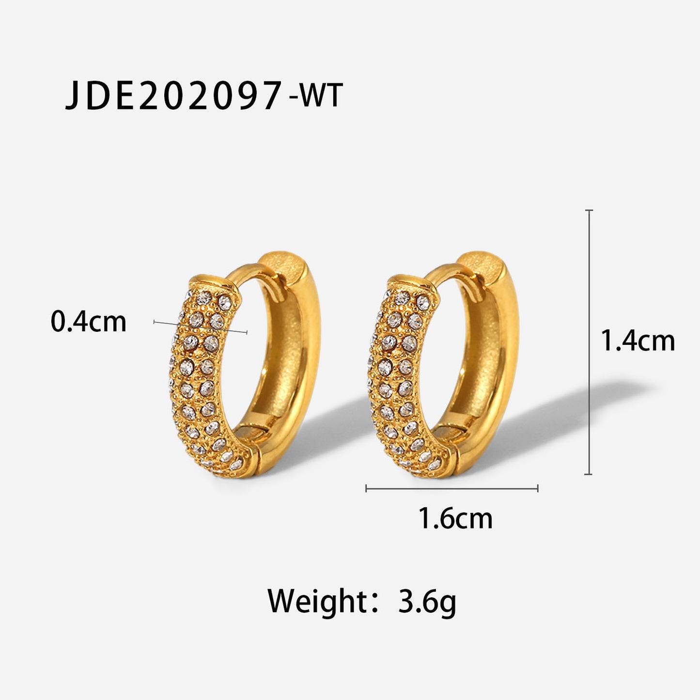 5pcs New White/Green Zircon Earrings 18K Gold Stainless Steel Earrings Fashion Earrings For Women