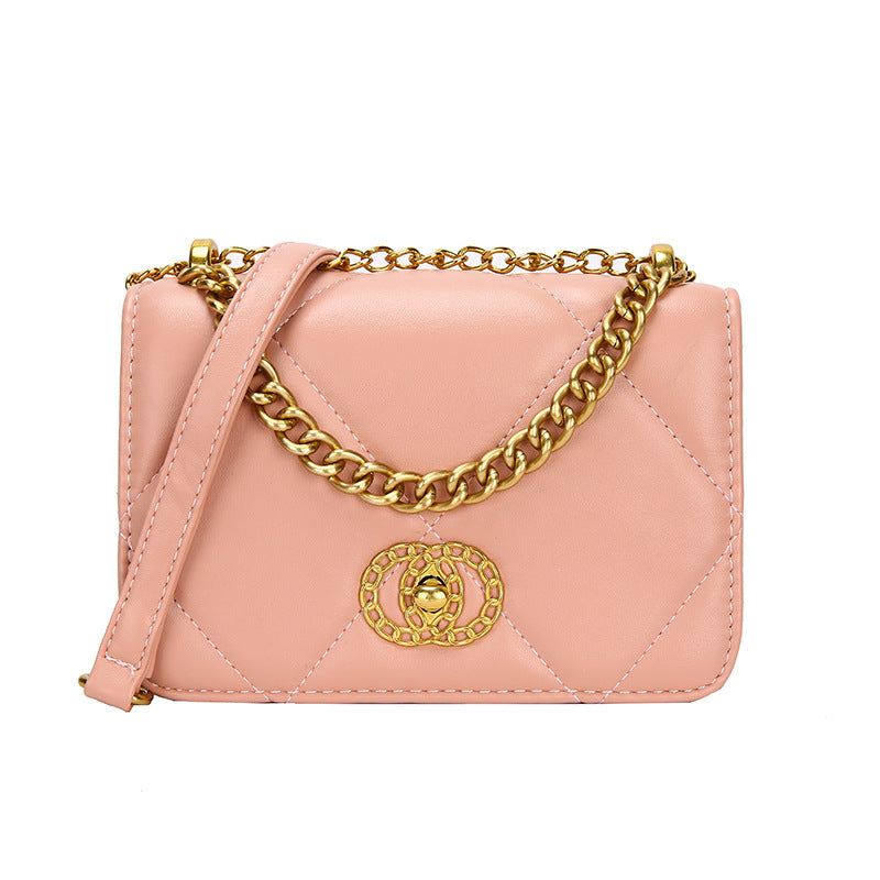 Women's Bag Autumn And Winter New Trend Line Crossbody Bag Casual Fashion Diamond Lattice Pu Soft Shoulder Bag