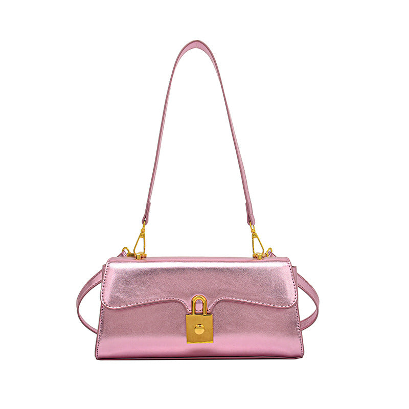 Fashion Baguette Bag New Style Small Shoulder Underarm Bag Simple Texture Crossbody Shining Female Bag