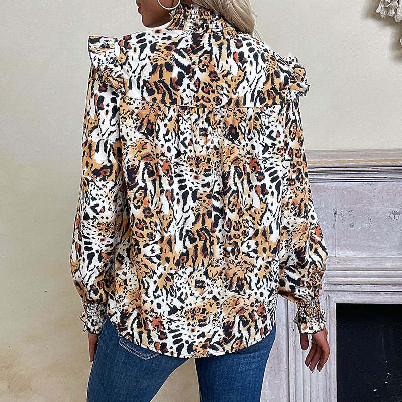 New Autumn And Winter New Fashion Women Leopard Print Long-Sleeved Shirt