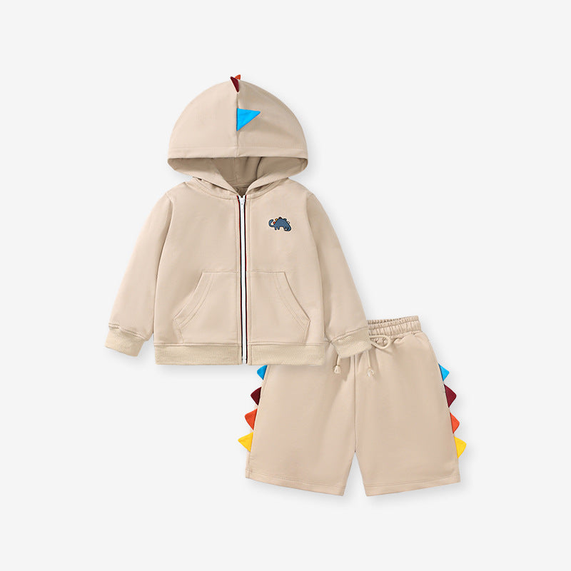 Boys Hoodie Set Fall Long-Sleeved Hooded Jumper Children's Set Pure Cotton Two-Piece