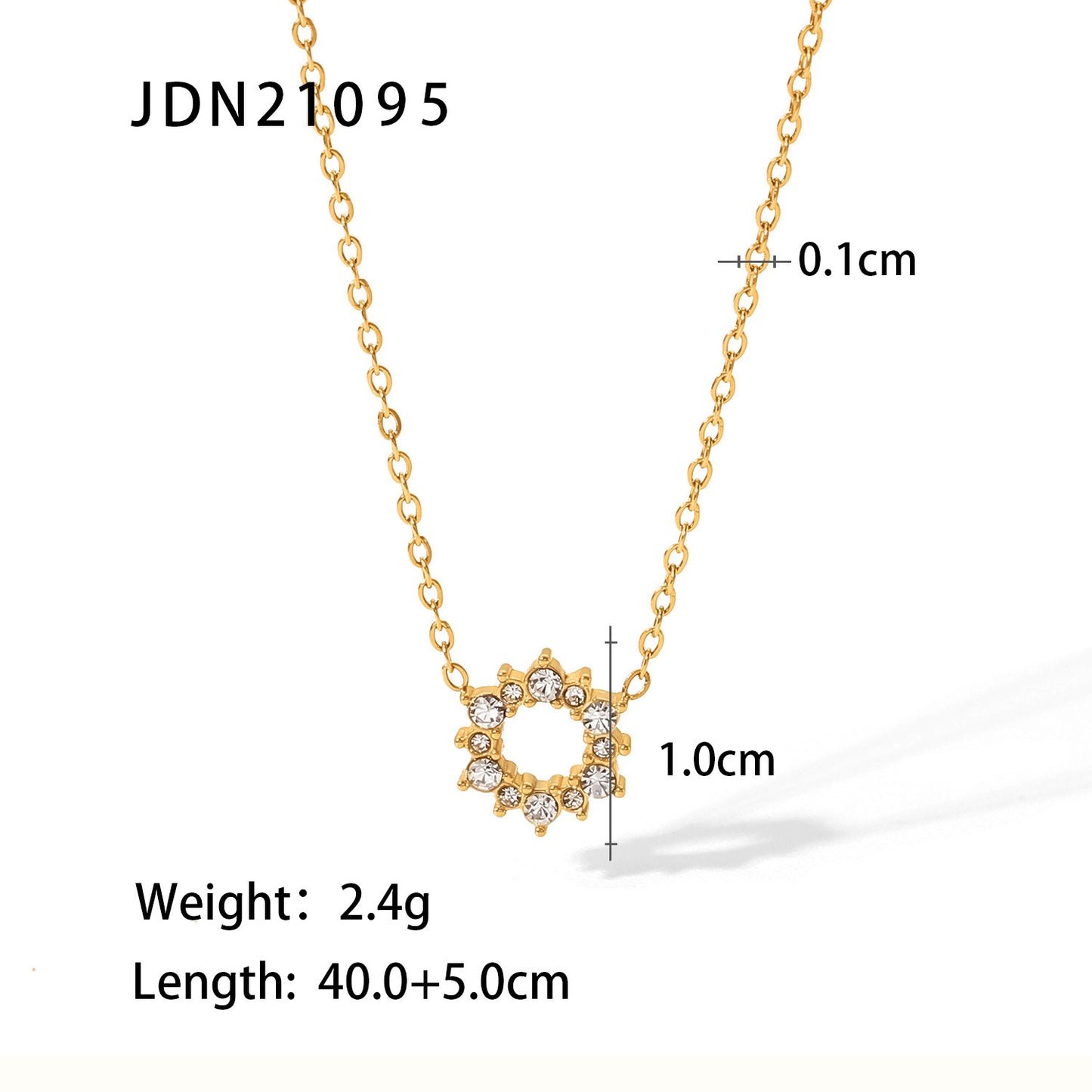 5pcs Women's New Style Necklace 18K Gold Stainless Steel Ring Pendant Inlaid Irregular Circular Zirconium Necklace