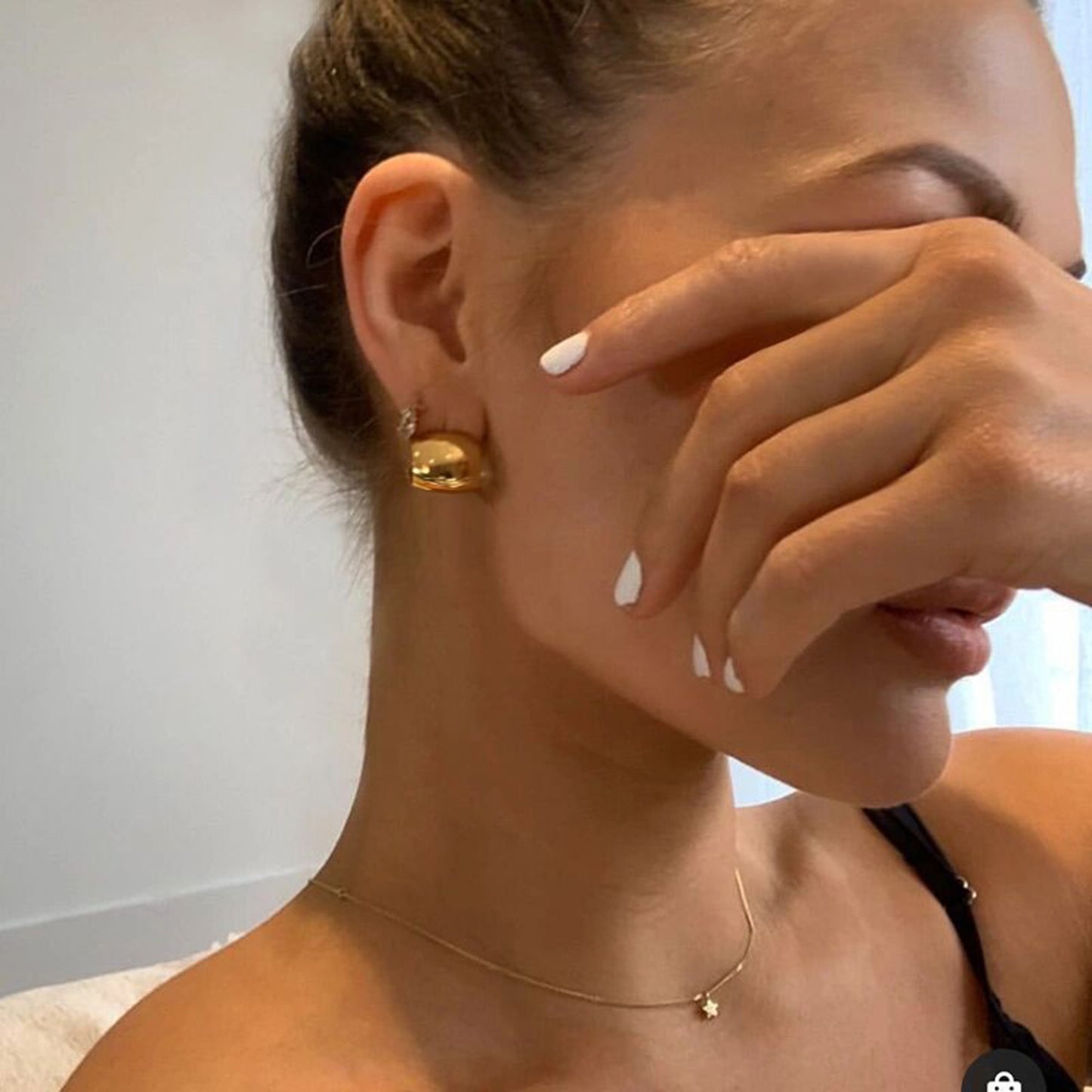 5pcs Fashion Personality Style 18K Gold Stainless Steel Oval Wide Curved Earrings Women's Simple Earrings Jewelry