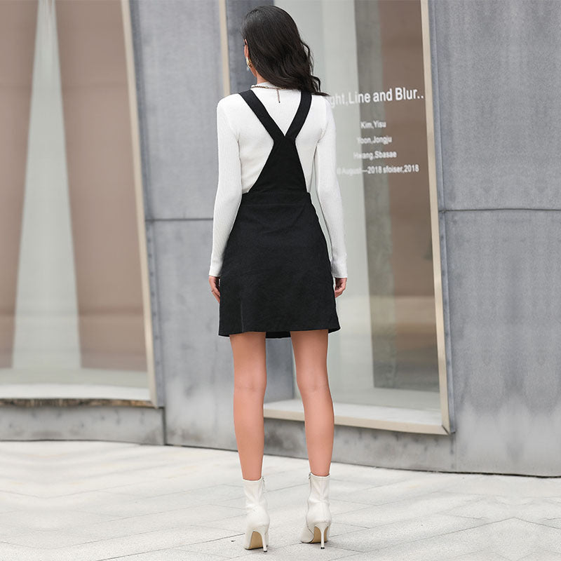 Exclusively For New Fashion Women's Short Dress Black Strap Skirt