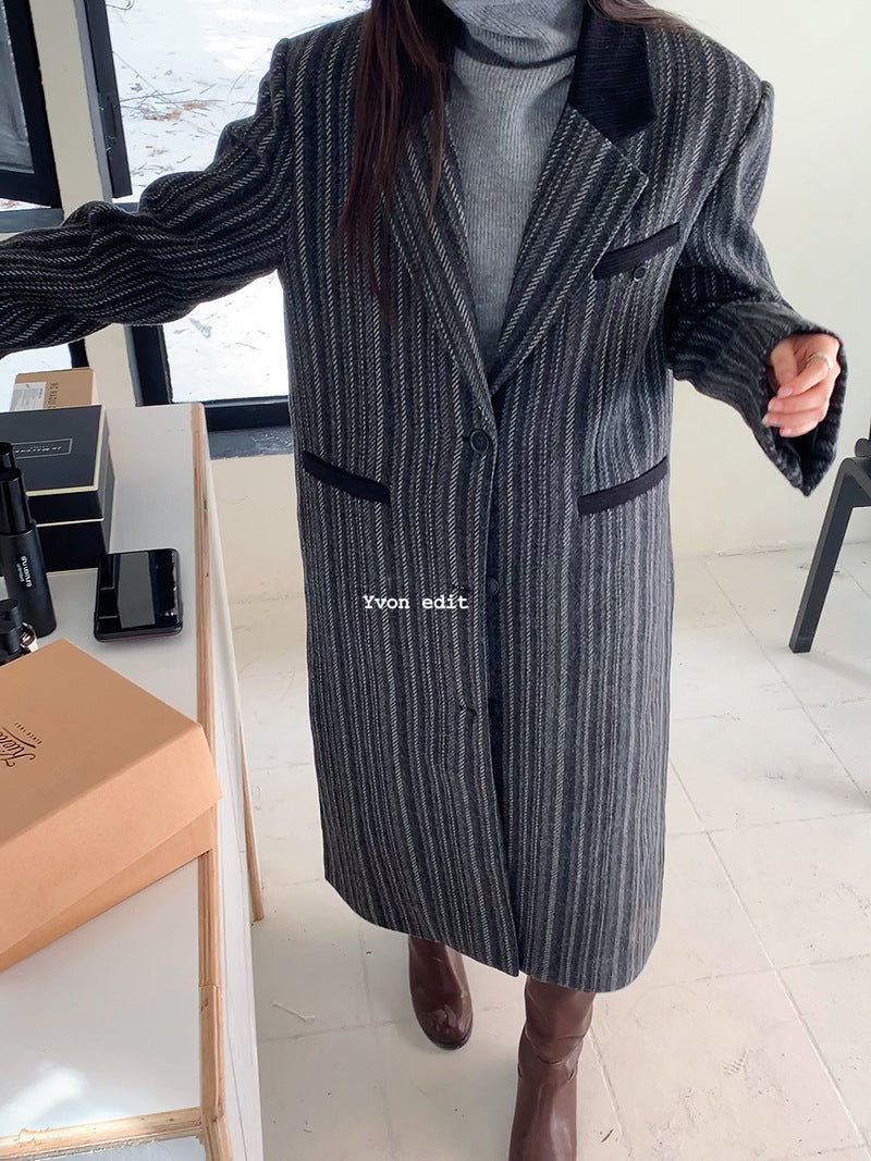 Cotton Thickened Coat Senior Sense Long Trench Coat Female