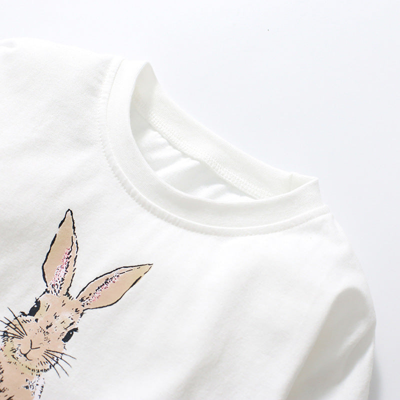 Long Sleeve Girls T-Shirt Cute Animal Children's T-Shirt Pure Cotton Children's Clothes