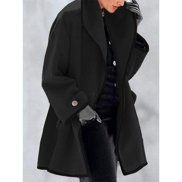 Autumn And Winter Woolen Women's Coat Woolen Contrast Coat