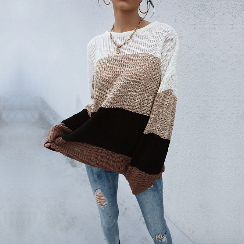 Autumn Winter Casual Women's Loose Color Long-Sleeved Women's Autumn Sweater
