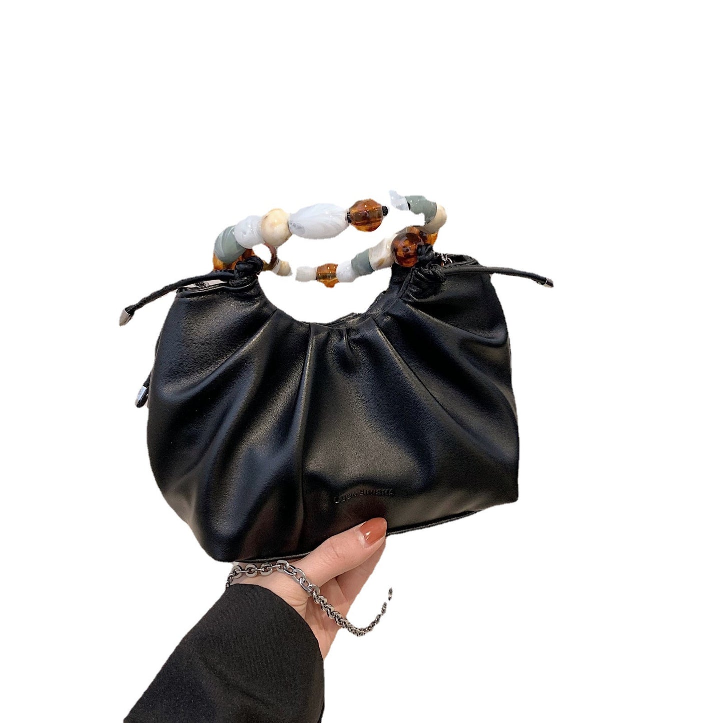 New Fashion Pleated Bag All-In-One Cross-Body Bag Women's Bag Niche Design High-Grade Pearl Handbag