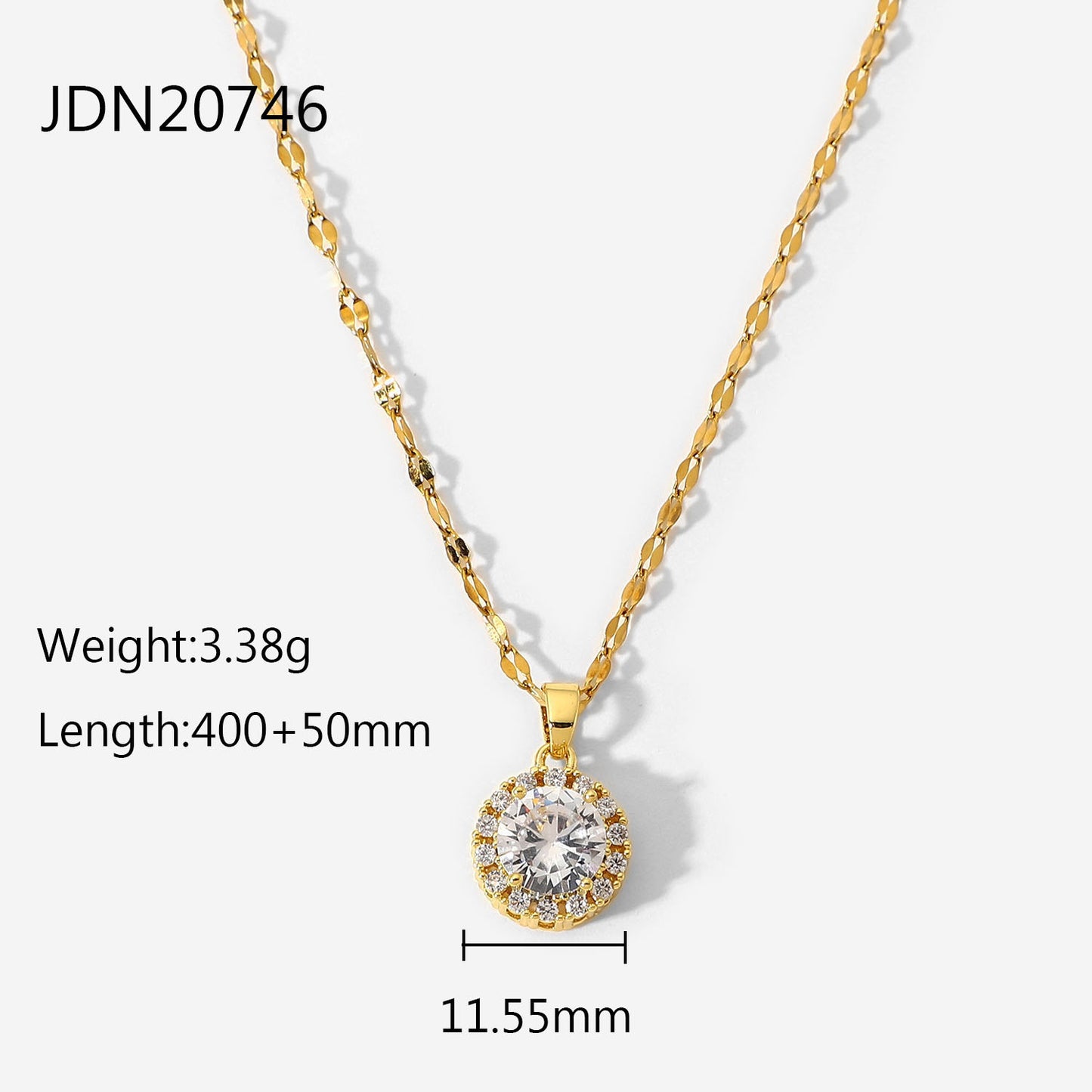 5pcs 18K Stainless Steel Chain White Microinset Zircon Encrusted Purple Square Zircon Pendant Necklace For Ladies