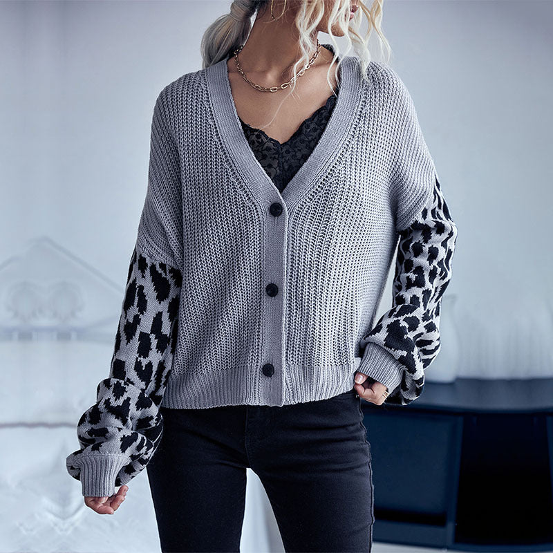 Autumn and Winter Fashion: Women's Long-Sleeved Leopard Sweater Coat