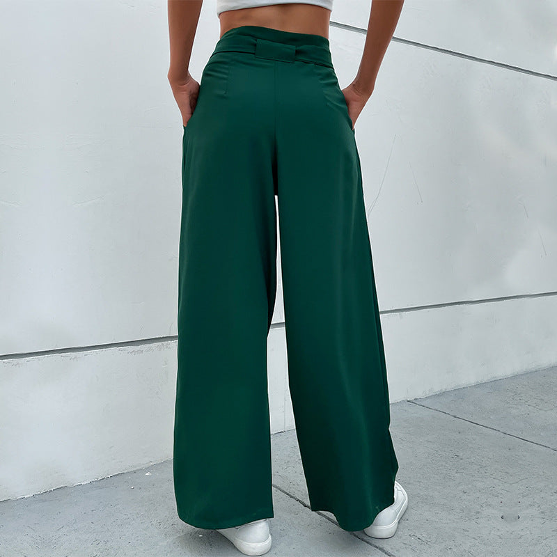 New Autumn Winter Casual Pants Lace-Up Commuter Wind Wide-Leg Pants Women