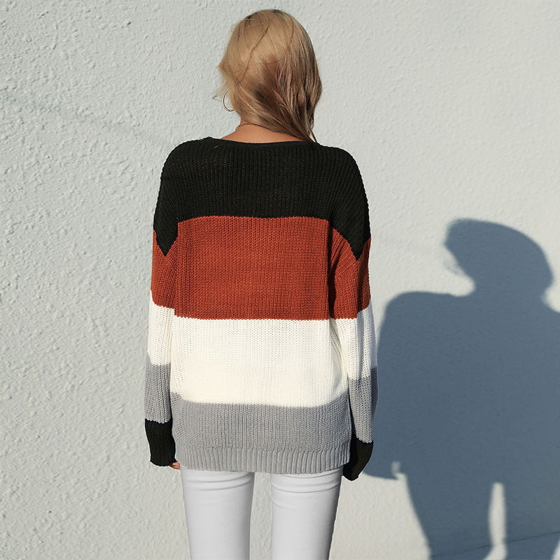 Casual Women's Long-Sleeved Mid-Long Color Sweater