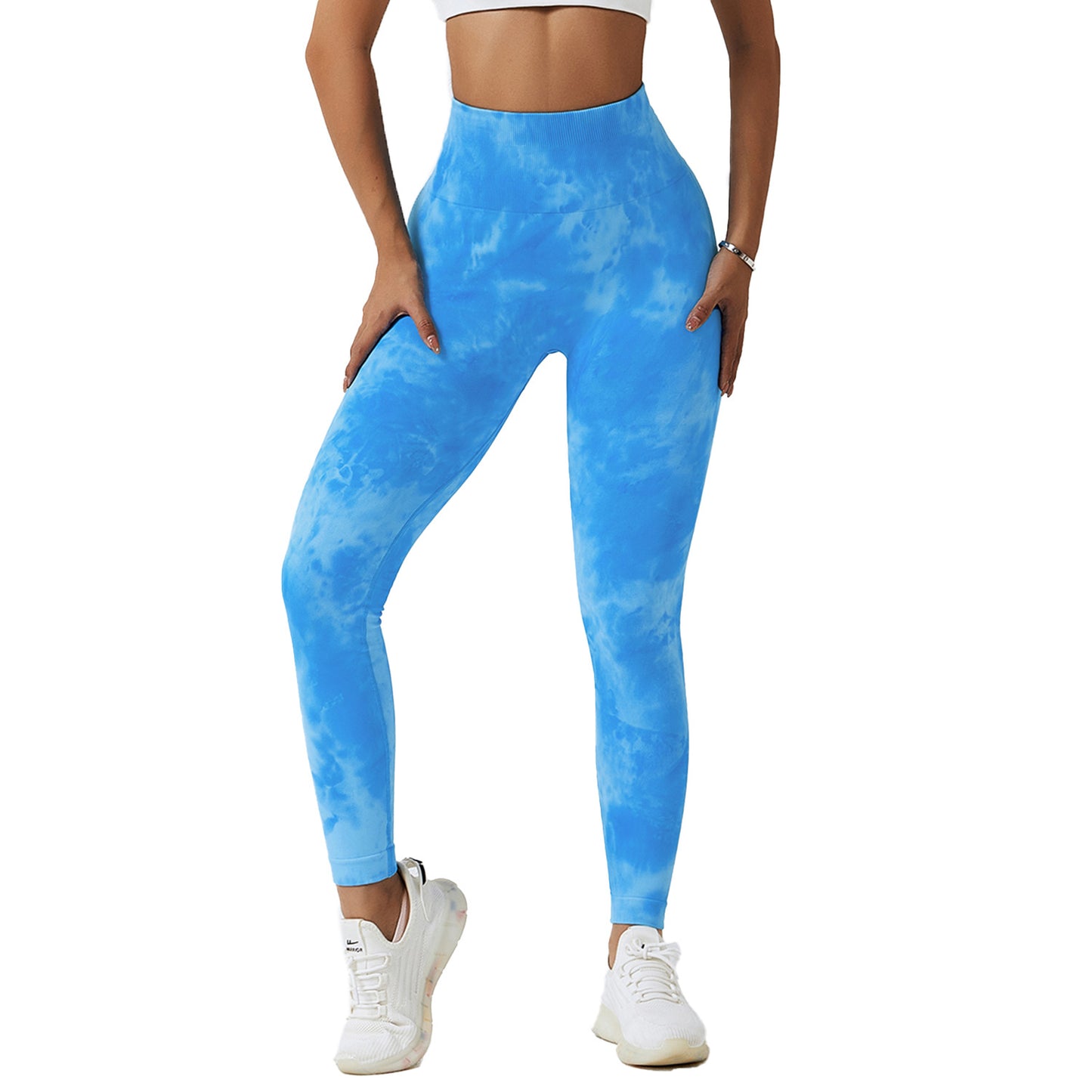 Tie Dye Seamless High Waist Yoga Pants Women's Tight Running Pants Quick Dry Peach Hip Lift Fitness Pants