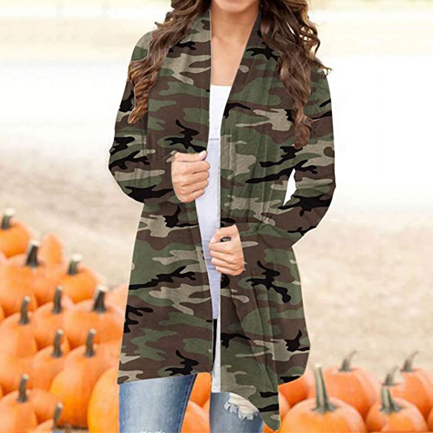 Women's Christmas Printed Long-Sleeved Sweater Cardigan Top Coat