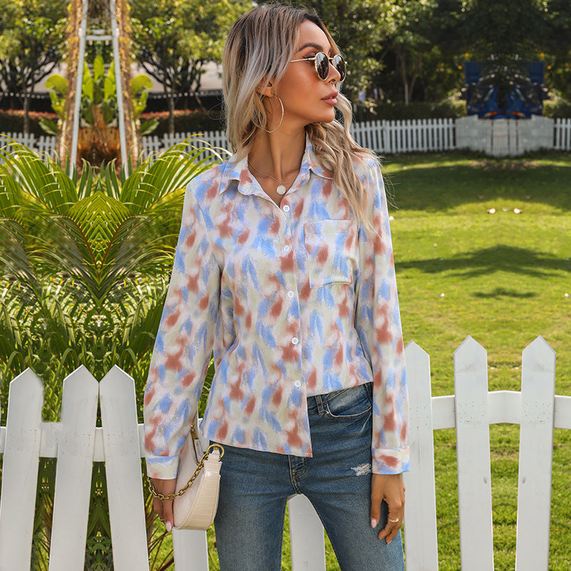 Top Tie-Dye Lapel Bow Design Sense Of A Small Shirt