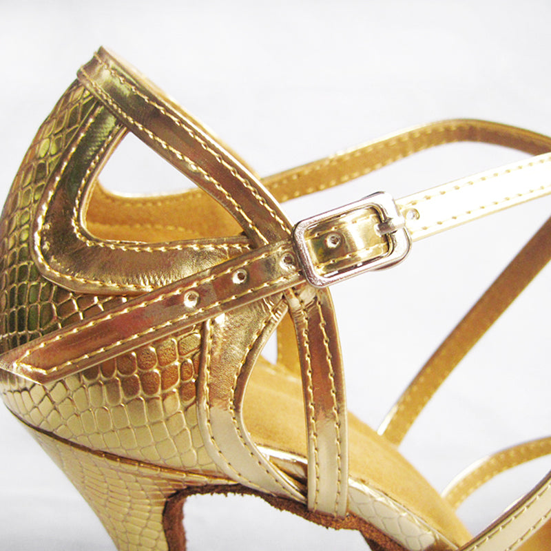 Gold Serpentine Latin Dance Shoes Women's Stilettos Adult Indoor Soft Soled Professional Dance Shoes Bright Top Dance Shoes