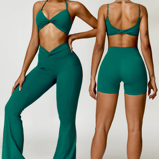 Naked Tight Yoga Set Quick Dry Back Fitness Wear Outdoor Running Sports Set Female