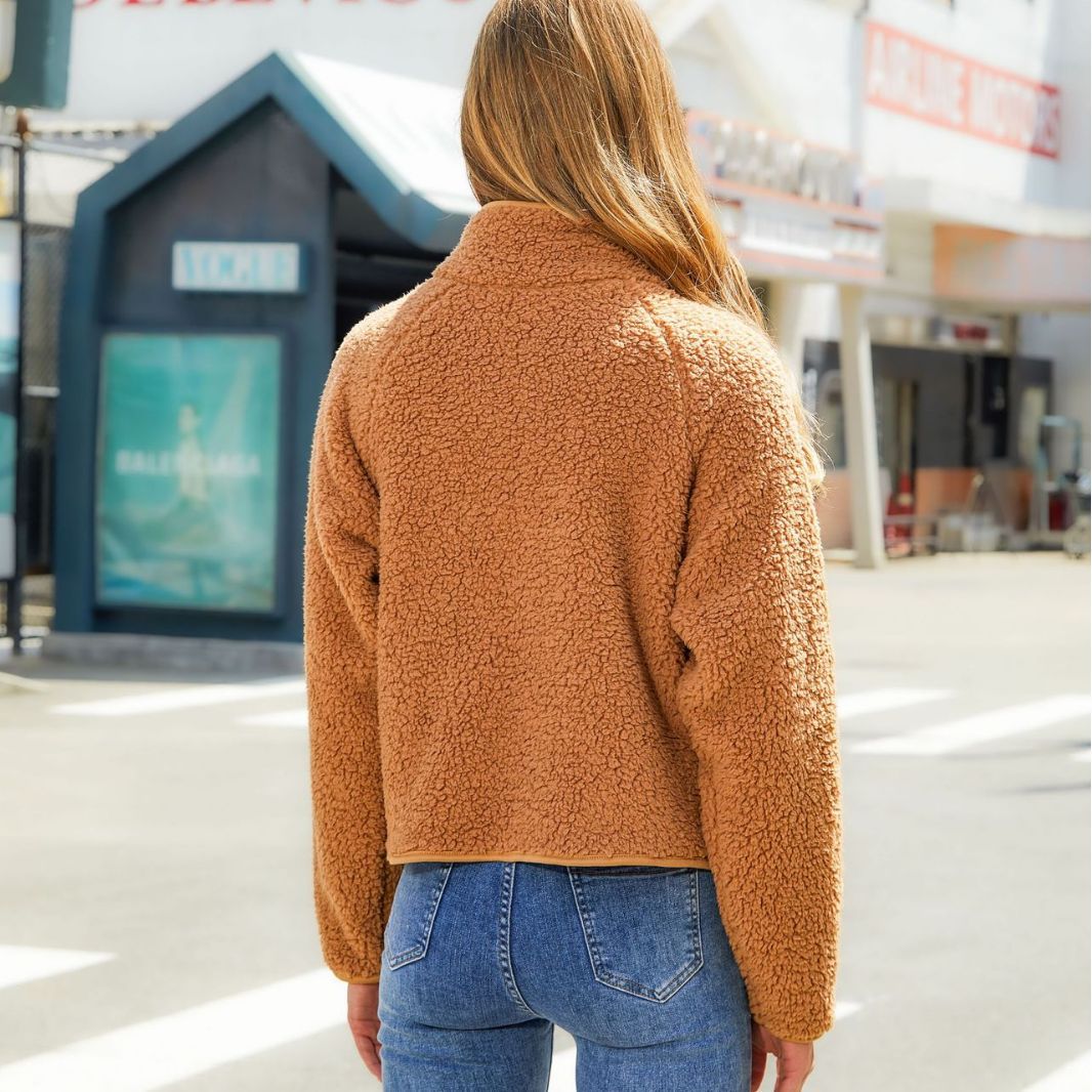 Glitter New Autumn And Winter Women's Cardigan Zipper Long Sleeve Plush Splicing Coat Women