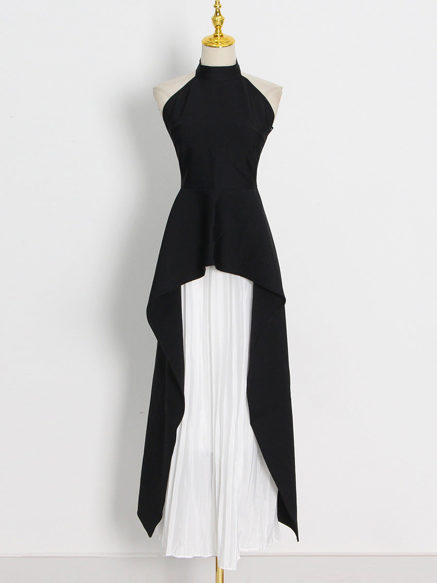 Fashion Two-Piece Autumn New Round Neck Sleeveless Waist Slimming Irregular Slimming Suit