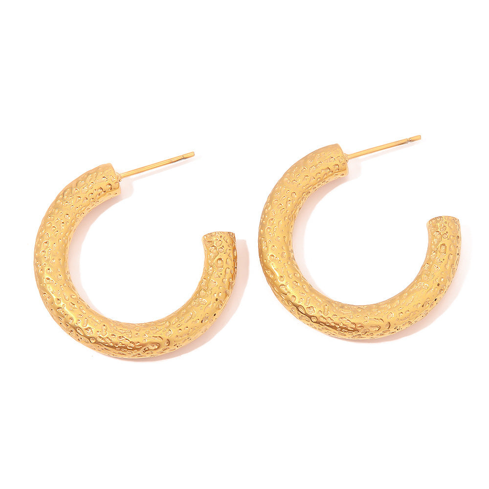 5pcs Accessories 18K Gold Plated C-Shaped Stainless Steel Earrings New Fashion All-In-One Earrings