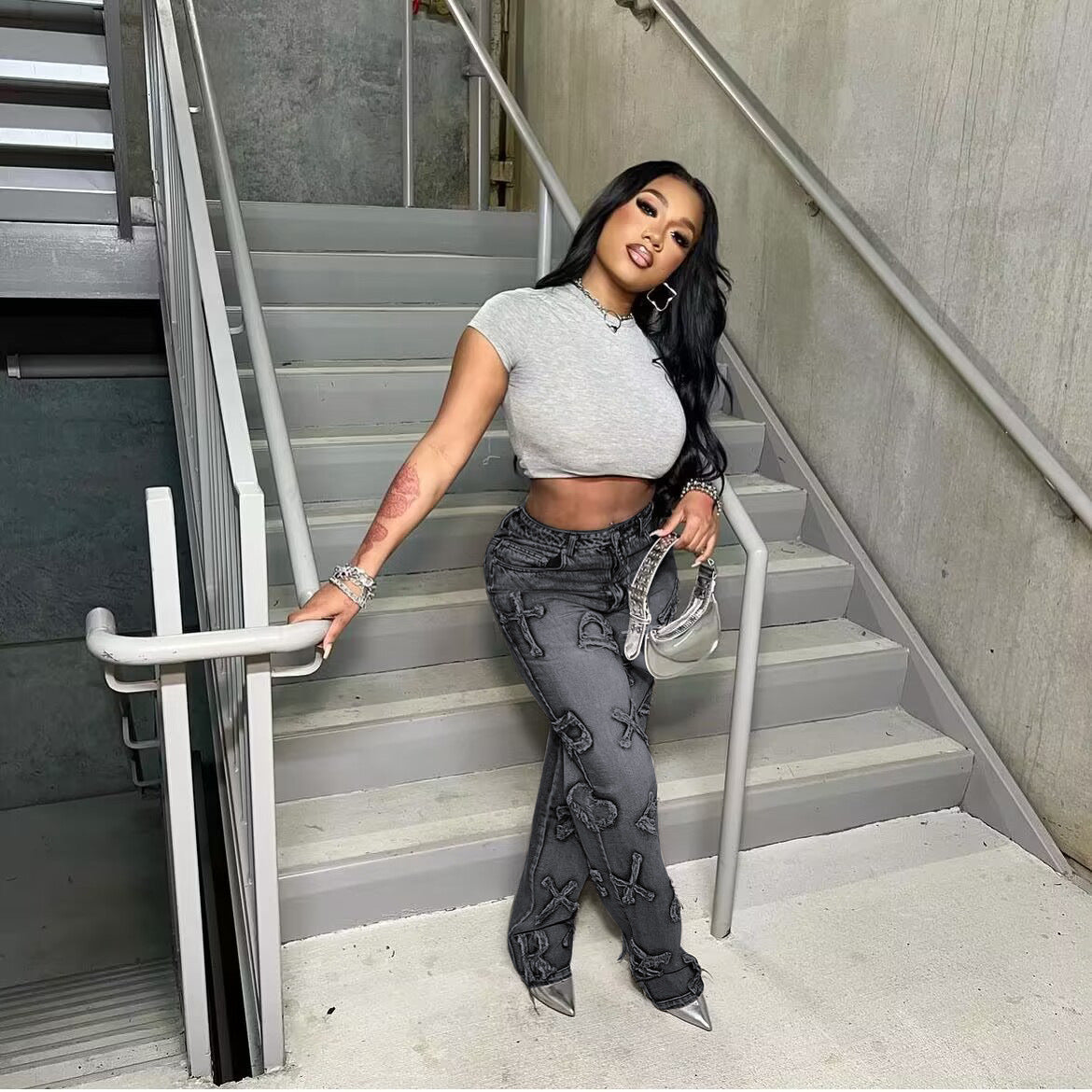 New Jeans Fashion Label Casual Straight Leg Jeans