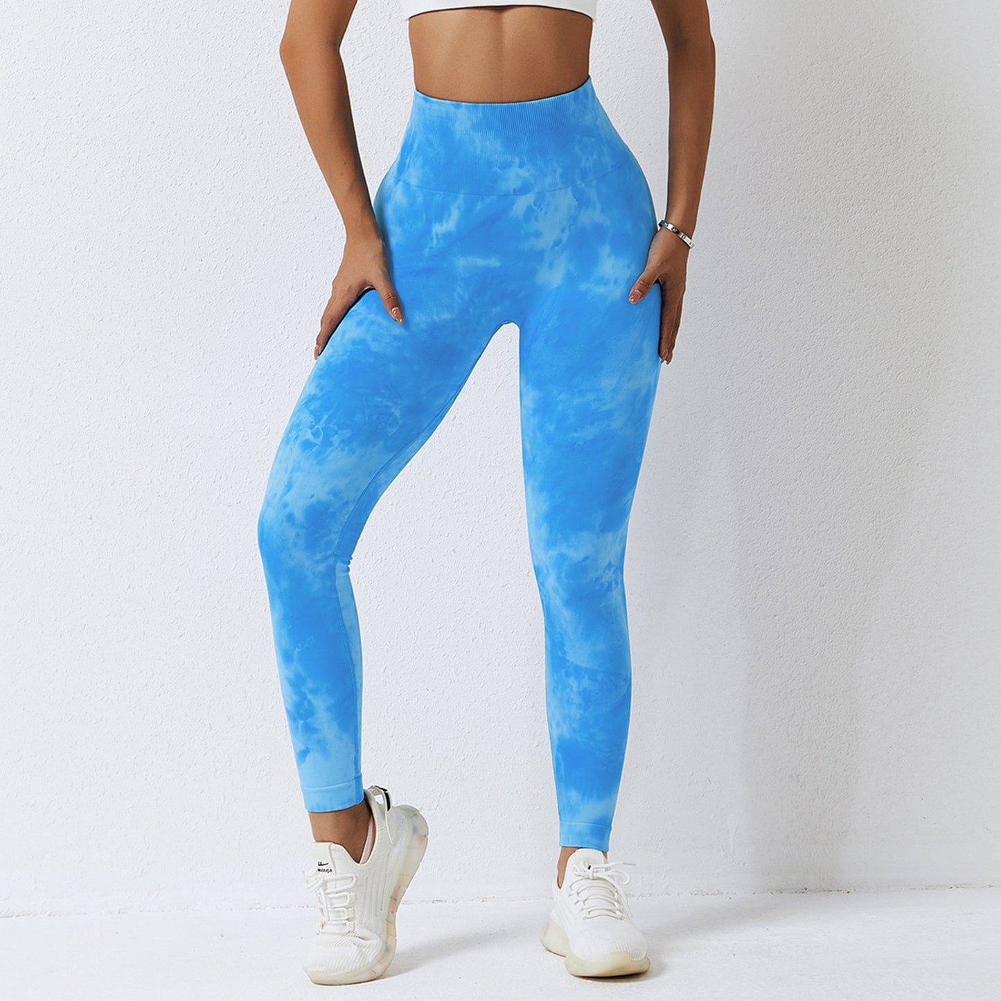 Tie Dye Seamless High Waist Yoga Pants Women's Tight Running Pants Quick Dry Peach Hip Lift Fitness Pants