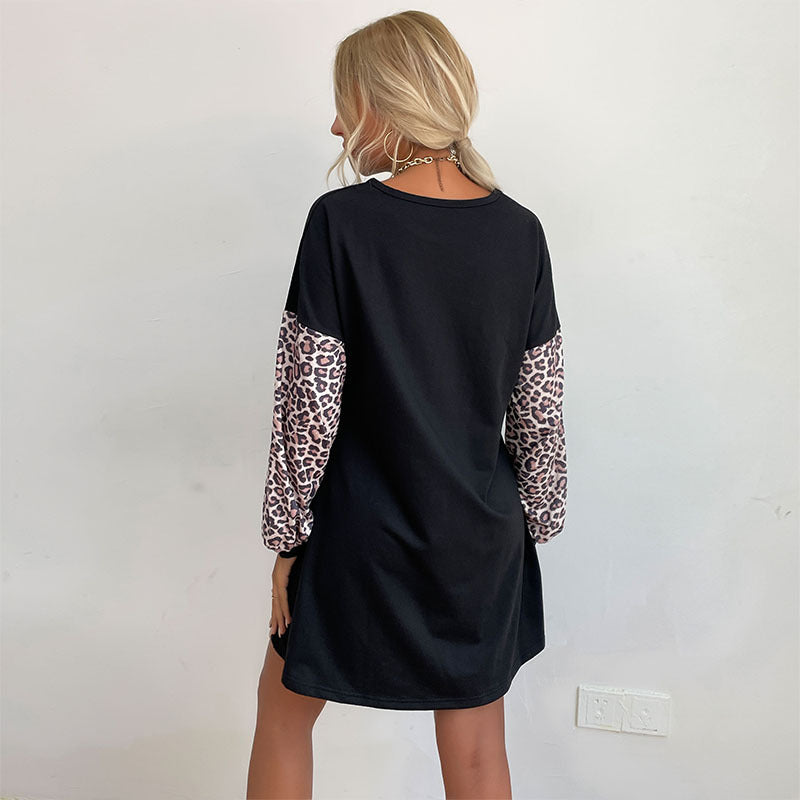 Autumn New Clothing Sets Big Swing Type Color Leopard-Print Skirt