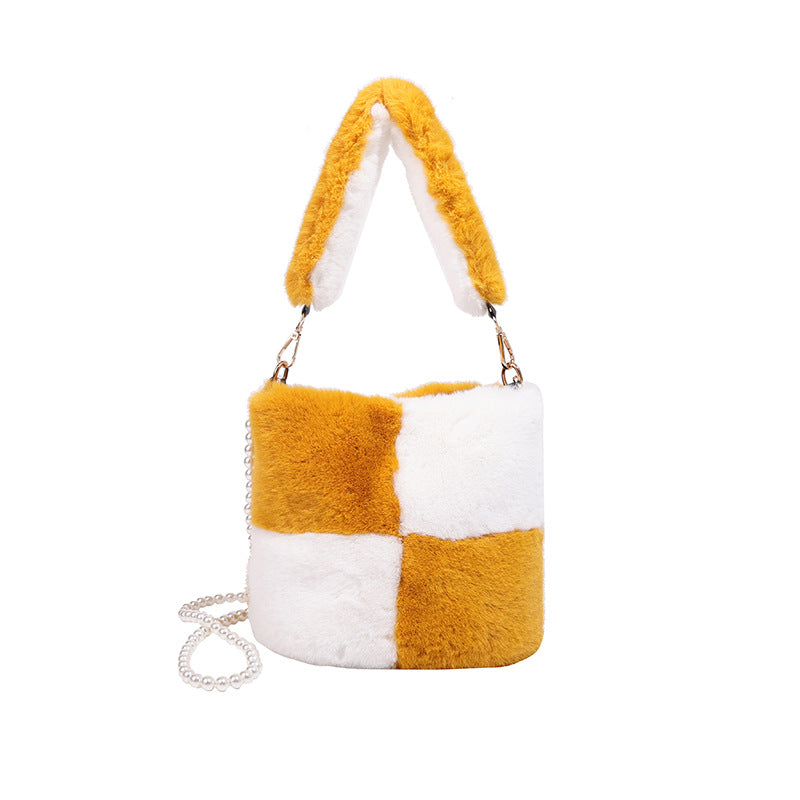 New Matching Color Imitation Mink Plush Lady Handbag Version Of Fashion Simple Lady Small Bag Fur Bag