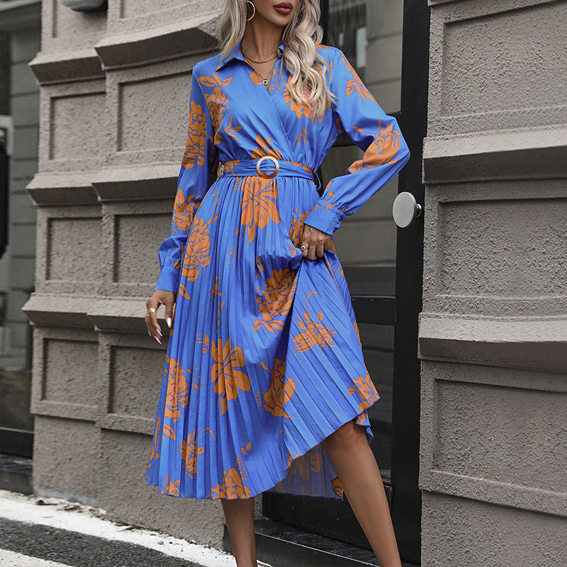 New Fashion Women's Blue Dress Autumn Women