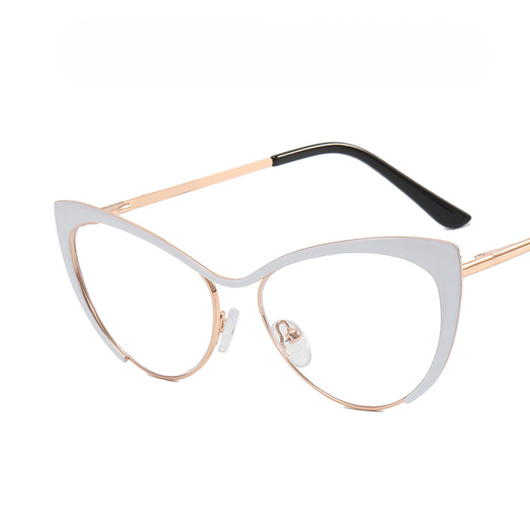 Steel Triangle Cat Eye Metal Frame New Anti-Blue Light Mirror Can Be Equipped With Myopia Frame