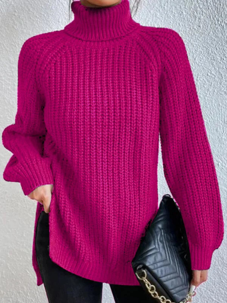 Autumn/Winter New Rotator Sleeve High-Lapel Mid-Length Sweater Dress
