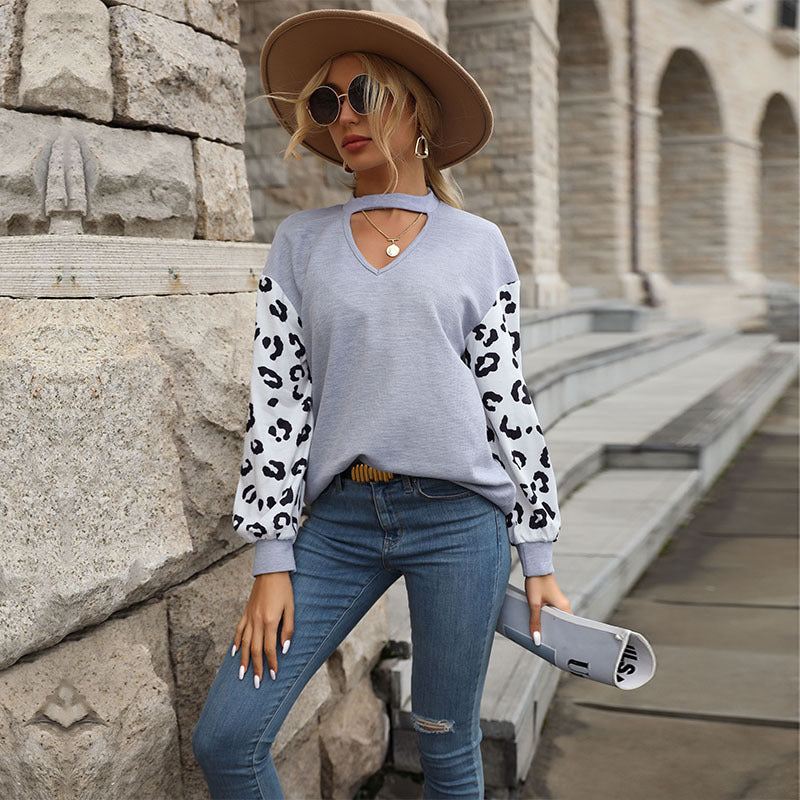 New Autumn New Fashion Women's Print Stitching Leisure Knitwear