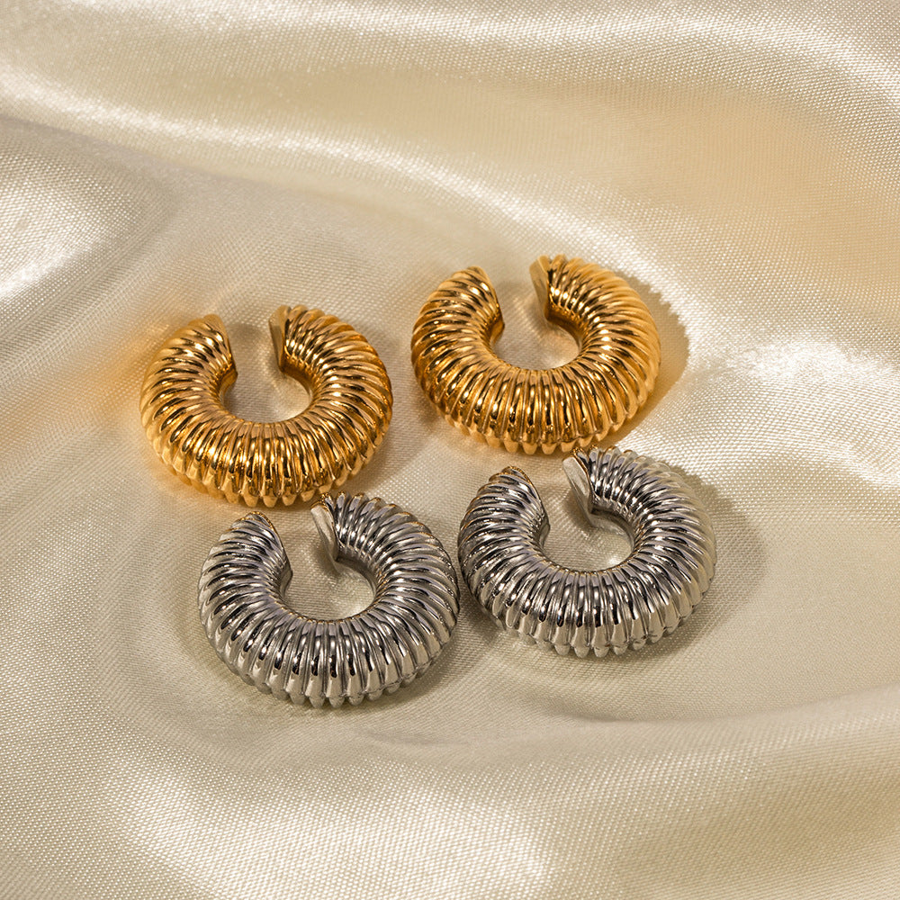 5pcs Fashion Simple With Stainless Steel Ear Clip 18K Gold Stainless Steel Large Snail Shell Ear Clip Jewelry Women