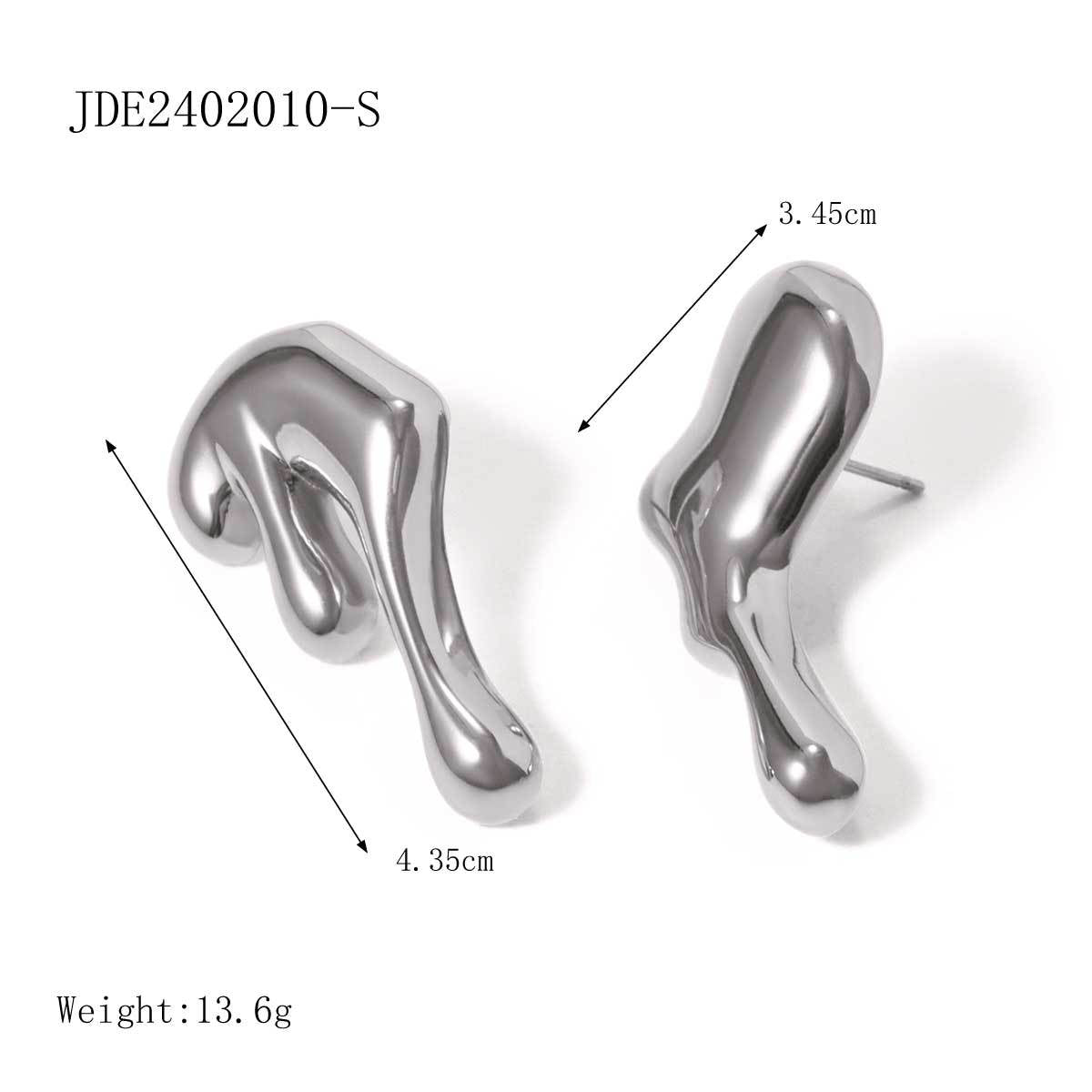 5pcs Fashion Earrings Stainless Steel Irregular Liquid Earrings Geometry Stainless Steel Smooth Earrings