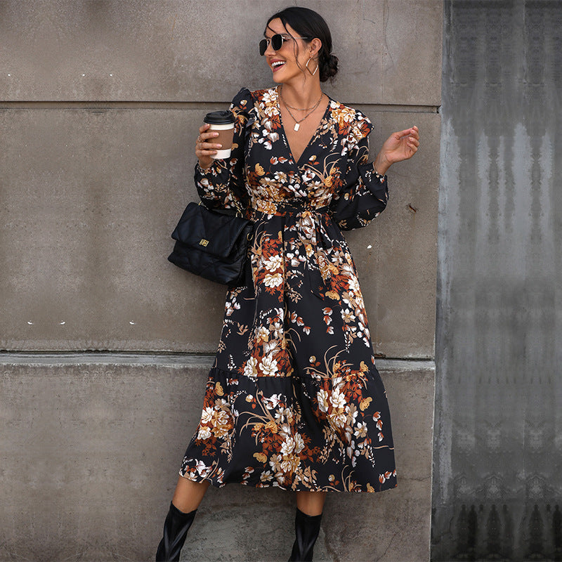 New Women's Dress Printed Autumn Dress New