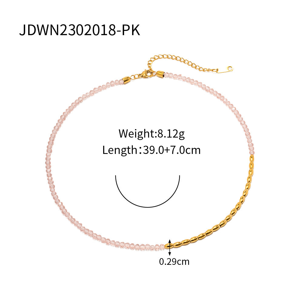 5pcs Fresh Summer Titanium Steel Necklace Women's Senior Sense Does Not Fade Color Minority Ethnic Beaded Necklace Jewelry
