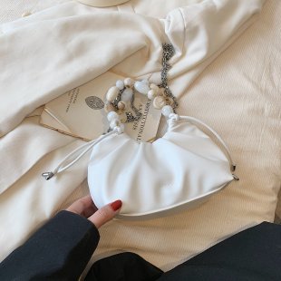 New Fashion Pleated Bag All-In-One Cross-Body Bag Women's Bag Niche Design High-Grade Pearl Handbag